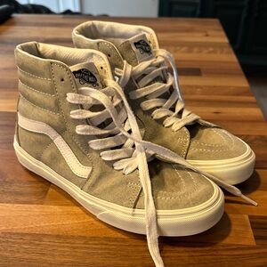 Vans Suede High-Tops in Khaki and White